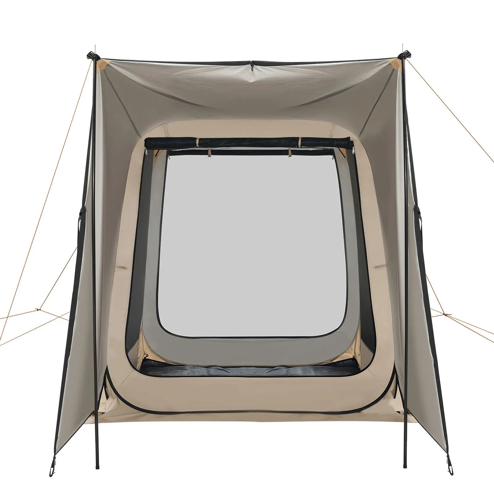 VEVOR sietveida lapene-telts SUV aizmugures durvīm, 183 × 183 × 220 cm, uznirstoša telts 4–6 personām, pārnēsājama nojume ar sieta sāniem un pārnēsāšanas somu, piemērota auto kempingam, dārzam un āra aktivitātēm, bēša