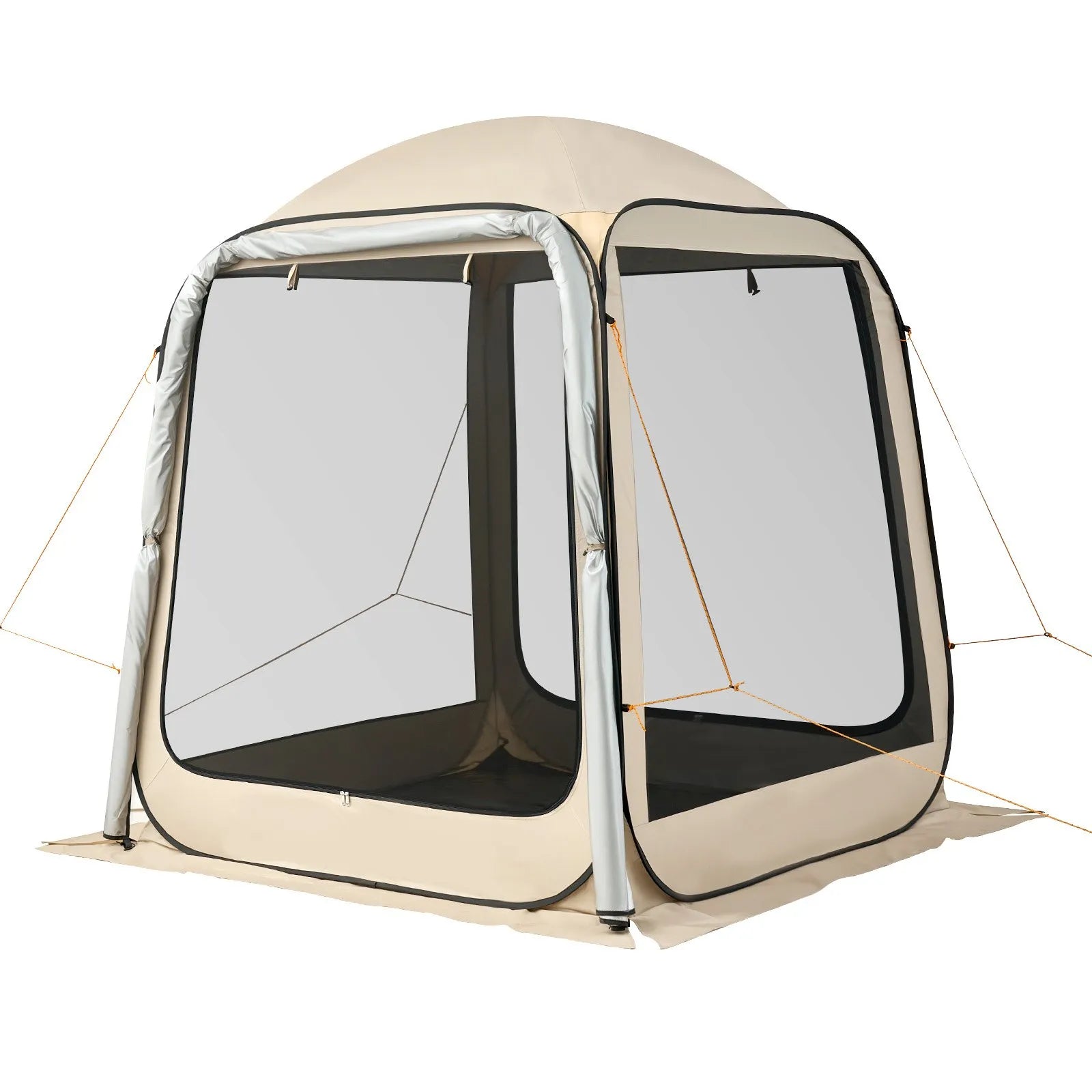 VEVOR sietveida lapene-telts SUV aizmugures durvīm, 183 × 183 × 220 cm, uznirstoša telts 4–6 personām, pārnēsājama nojume ar sieta sāniem un pārnēsāšanas somu, piemērota auto kempingam, dārzam un āra aktivitātēm, bēša