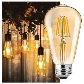 E27 4W(440Lm) LED-lambi hõõgniit, ST64, soe valge valgus 2700K