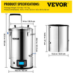 30L VEVOR elektriskā alus brūvēšanas sistēma, 200–2500W, 25–100°C, ar auto/manuālo režīmu, taimeri, cirkulācijas sūkni un receptes atmiņu, 220V
