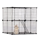 VEVOR liels divstāvu metāla stiepļu kaķu voljers 71 × 71 × 71 cm ar rampu un regulējamu atpūtas platformu, piemērots lietošanai telpās un ārā maziem dzīvniekiem, melnā krāsā
