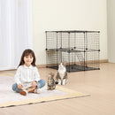 VEVOR liels divstāvu metāla stiepļu kaķu voljers 71 × 71 × 71 cm ar rampu un regulējamu atpūtas platformu, piemērots lietošanai telpās un ārā maziem dzīvniekiem, melnā krāsā