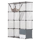 VEVOR liels 4-stāvu kaķu būris 104 x 36 x 140 cm metāla stieples būris ar šūpuļkrēslu