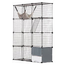 VEVOR liels 4-stāvu kaķu būris 104 x 36 x 140 cm metāla stieples būris ar šūpuļkrēslu