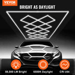 VEVOR kvadrātveida LED garāžas apgaismojums, 88 000 lm, 14 sekciju spilgts apgaismojums auto detaļu darbnīcām, 4840 x 2433 x 42 mm, auksti balta gaisma 6500K