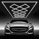 VEVOR kvadrātveida LED garāžas apgaismojums, 88 000 lm, 14 sekciju spilgts apgaismojums auto detaļu darbnīcām, 4840 x 2433 x 42 mm, auksti balta gaisma 6500K