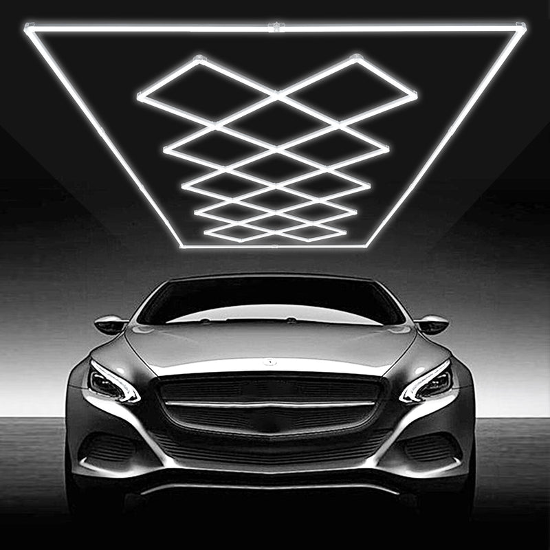 VEVOR kvadrātveida LED garāžas apgaismojums, 88 000 lm, 14 sekciju spilgts apgaismojums auto detaļu darbnīcām, 4840 x 2433 x 42 mm, auksti balta gaisma 6500K