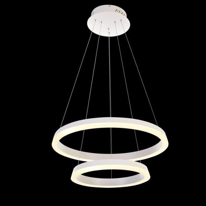 2 Ring Led Round Ceiling Chandelier White 800+600mm 70W (8400Lm) With Remote Control And Application