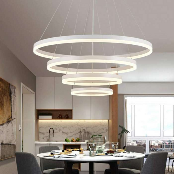 4 Rings Led Round Ceiling Chandelier White 800+600+400+200mm 100W (12000Lm) With Remote Control And APP