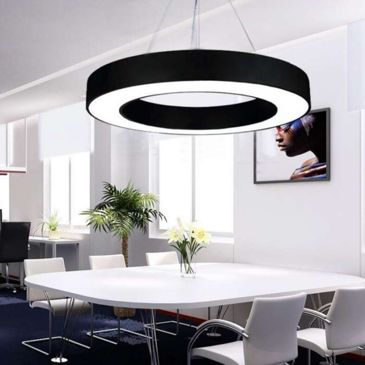 Rund LED-takpanel svart 400 mm 30W (3600Lm) med fjärrkontroll och app