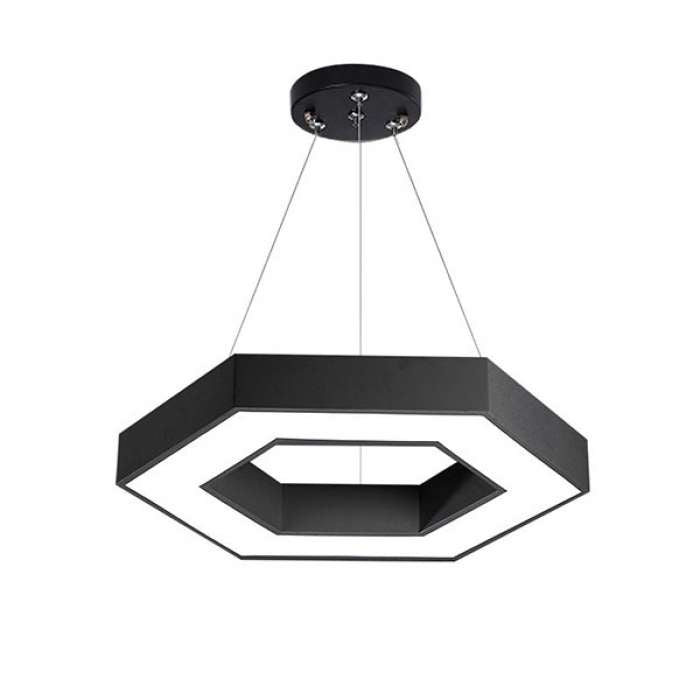 VEIKALU PARAUGS!!!Sešstūrains (Hexagonal) LED Griestu Panelis Melns 800mm 96W (11500Lm) Ar Tālvadības Pulti Un APP