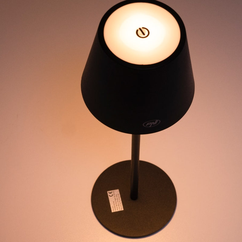 PNI LED desk lamp, 2.5 W, 1200 mAh battery, USB-C charging, 150 lm, warm white 3000 K, black
