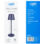 PNI LED desk lamp, 2.5 W, 1200 mAh battery, USB-C charging, 150 lm, warm white 3000 K, black