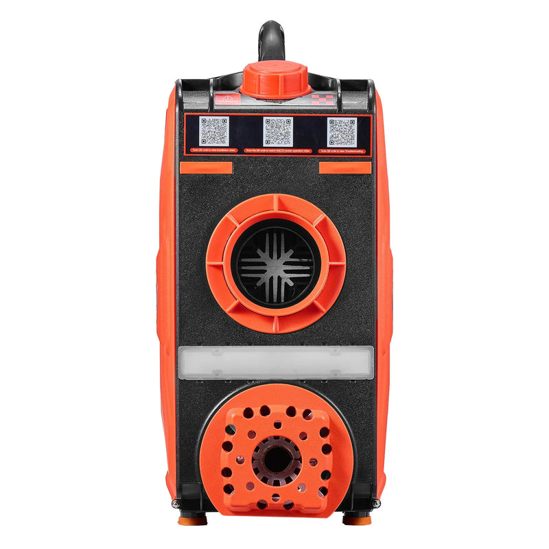 VEVOR 8 kW pārnēsājams dīzeļdegvielas gaisa sildītājs ar 12 V barošanu, integrētu konstrukciju, Bluetooth lietotnes vadību, tālvadības pulti un LCD ekrānu, 4,5 L degvielas tvertni, piemērots automašīnām, busiem, kemperiem un garāžām