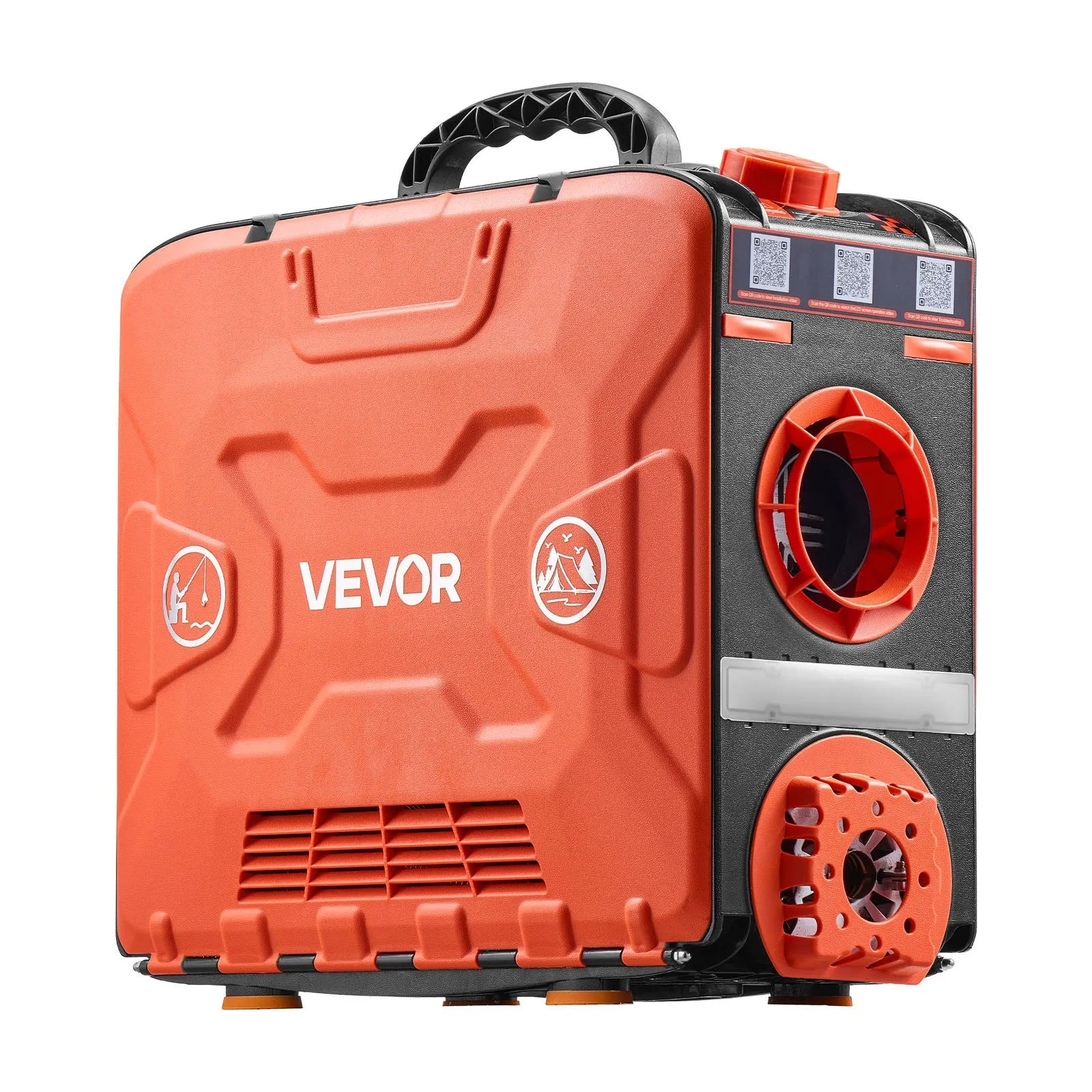 VEVOR 8 kW pārnēsājams dīzeļdegvielas gaisa sildītājs ar 12 V barošanu, integrētu konstrukciju, Bluetooth lietotnes vadību, tālvadības pulti un LCD ekrānu, 4,5 L degvielas tvertni, piemērots automašīnām, busiem, kemperiem un garāžām