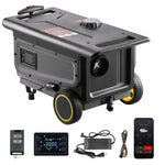 VEVOR portatīvais dīzeļsildītājs 8 kW, DC 12V ar Bluetooth lietotni, tālvadības pulti un LCD ekrānu, integrētā konstrukcija ar ratiņu dizainu un 5 L degvielas tvertni kravas auto, furgoniem, kemperiem un treileriem