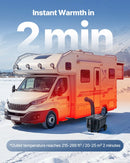 VEVOR portatīvais dīzeļsildītājs 8 kW, DC 12V ar Bluetooth lietotni, tālvadības pulti un LCD ekrānu, integrētā konstrukcija ar ratiņu dizainu un 5 L degvielas tvertni kravas auto, furgoniem, kemperiem un treileriem