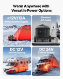 VEVOR portatīvais dīzeļsildītājs 8 kW, DC 12V ar Bluetooth lietotni, tālvadības pulti un LCD ekrānu, integrētā konstrukcija ar ratiņu dizainu un 5 L degvielas tvertni kravas auto, furgoniem, kemperiem un treileriem