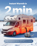 Dīzeļsildītājs 8 kW, 220V un 12/24 V, pārnēsājams viss vienā gaisa sildītājs ar Bluetooth vadību, tālvadības pulti, LCD ekrānu un 5 l degvielas tvertni, piemērots kravas automašīnām, furgoniem, kemperiem un garāžām