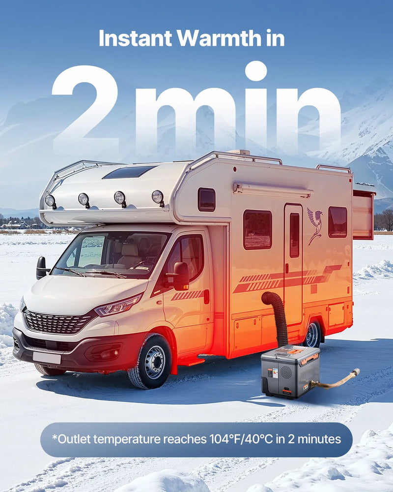 Dīzeļsildītājs 8 kW, 220V un 12/24 V, pārnēsājams viss vienā gaisa sildītājs ar Bluetooth vadību, tālvadības pulti, LCD ekrānu un 5 l degvielas tvertni, piemērots kravas automašīnām, furgoniem, kemperiem un garāžām