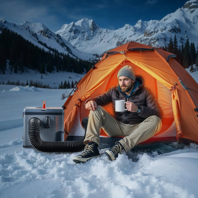 Dīzeļsildītājs 8 kW, 220V un 12/24 V, pārnēsājams viss vienā gaisa sildītājs ar Bluetooth vadību, tālvadības pulti, LCD ekrānu un 5 l degvielas tvertni, piemērots kravas automašīnām, furgoniem, kemperiem un garāžām