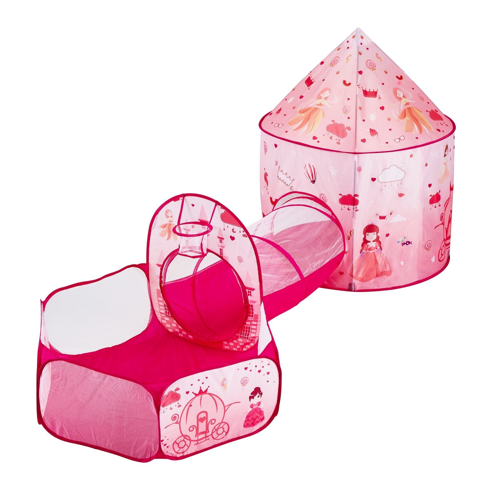 VEVOR 3 in 1 Bērnu Spēļu Telts ar Tuneli Meitenēm, Zēniem, Bērniem un Mazulim, Iekštelpu/Āra Pop-Up Spēļu Māja ar Pārnēsāšanas Somu un Siksnām
