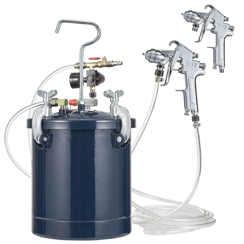 Krāsošanas spiedtvertne ar pistoli, 10 l gaisa spiedtvertne, 1,5 mm un 4 mm sprauslas, divas krāsošanas pistoles, piemērota rūpniecībai, mājas dekoram, arhitektūrai, būvniecībai un automašīnu krāsošanai, maksimālais spiediens 4,1 bar