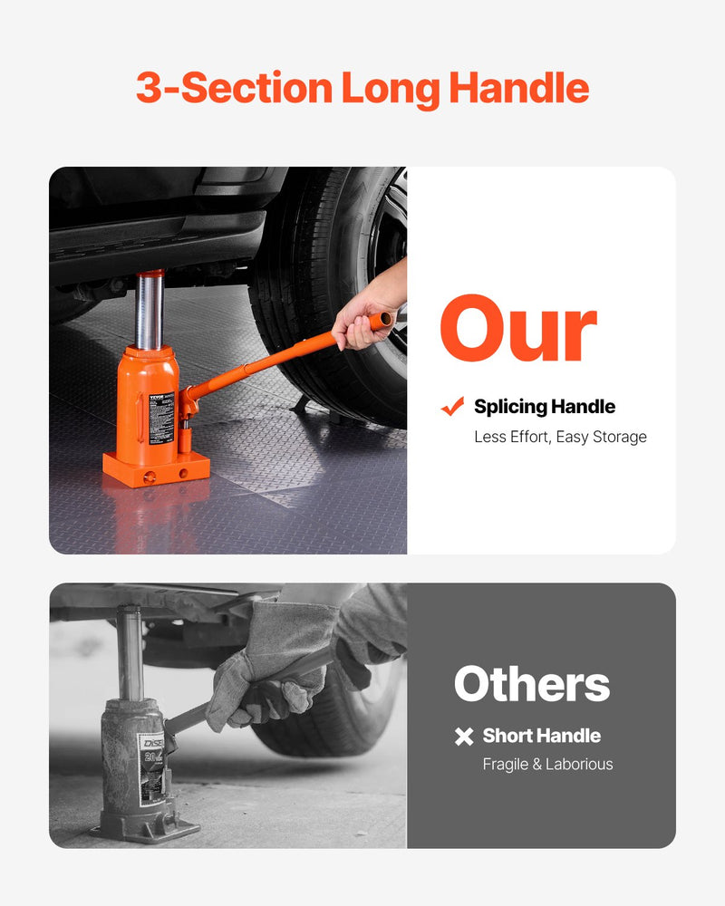 VEVOR Hidrauliskais pudeles domkrats 30 tonnas Manuāls augstais pacēlums automobiļu remonta darbnīcām