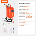 VEVOR 75,7 l smilšu strūklas iekārta, 4,1–7,6 bar augstspiediena smilšu strūklas iekārta ar 4 uzgaļiem