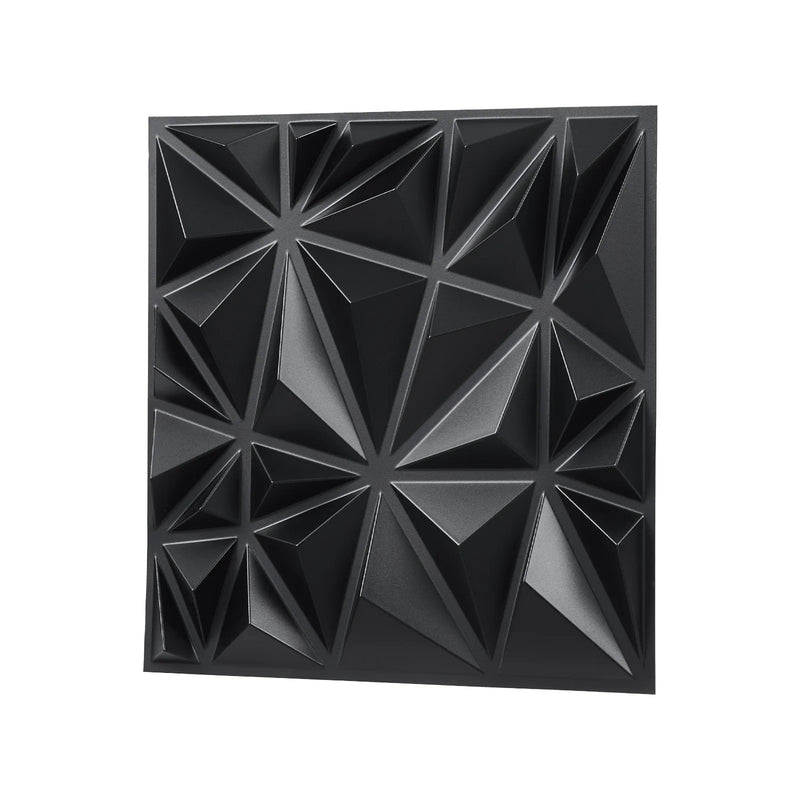 VEVOR 3D sienas paneļi, 33 gab., PVC minimālisma romba dizaina flīzes, 300 × 300 mm, kopējais pārklājums 3 m², akcenta sienas dekors interjeram griestiem, guļamistabai, viesistabai un spēļu telpai, matēti melnā krāsā