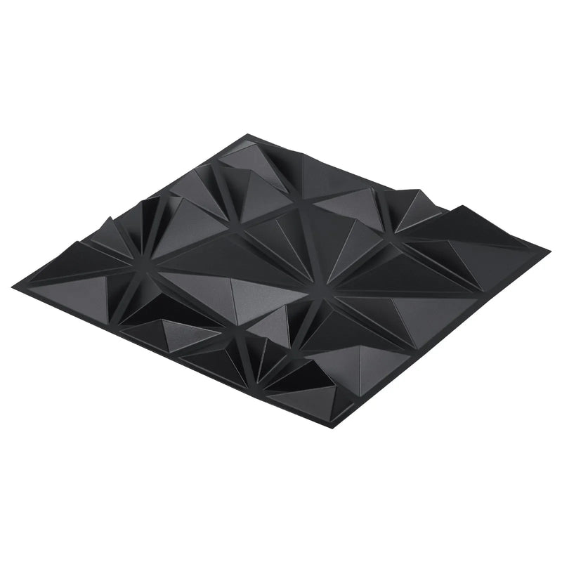 VEVOR 3D sienas paneļi, 33 gab., PVC minimālisma romba dizaina flīzes, 300 × 300 mm, kopējais pārklājums 3 m², akcenta sienas dekors interjeram griestiem, guļamistabai, viesistabai un spēļu telpai, matēti melnā krāsā