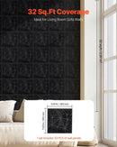 VEVOR 3D sienas paneļi, 33 gab., PVC minimālisma romba dizaina flīzes, 300 × 300 mm, kopējais pārklājums 3 m², akcenta sienas dekors interjeram griestiem, guļamistabai, viesistabai un spēļu telpai, matēti melnā krāsā