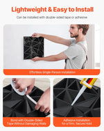 VEVOR 3D sienas paneļi, 33 gab., PVC minimālisma romba dizaina flīzes, 300 × 300 mm, kopējais pārklājums 3 m², akcenta sienas dekors interjeram griestiem, guļamistabai, viesistabai un spēļu telpai, matēti melnā krāsā