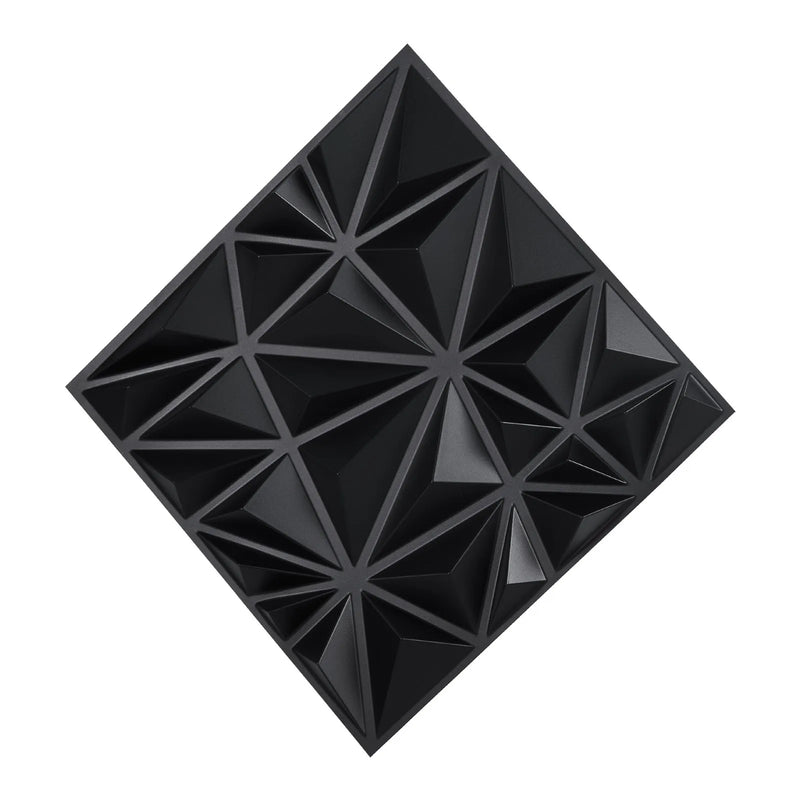 VEVOR 3D sienas paneļi, 33 gab., PVC minimālisma romba dizaina flīzes, 300 × 300 mm, kopējais pārklājums 3 m², akcenta sienas dekors interjeram griestiem, guļamistabai, viesistabai un spēļu telpai, matēti melnā krāsā