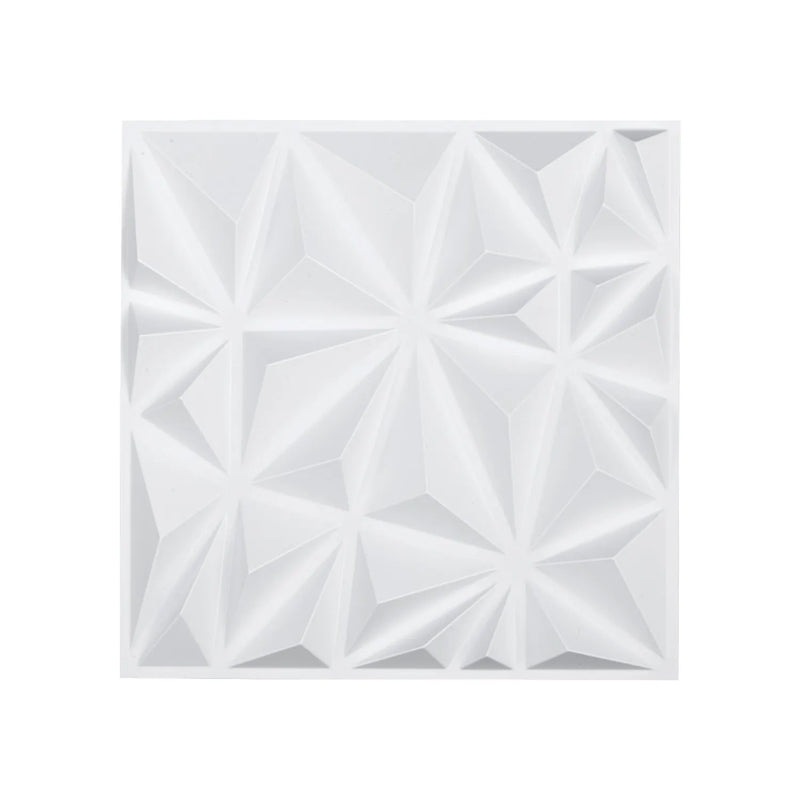 VEVOR 3D sienas paneļi, 33 gab., 300 × 300 mm PVC moderni mākslinieciskie minimālisma romba flīžu paneļi, kopējais pārklājums 3 m², akcenta sienas paneļi interjera dekoram griestiem, guļamistabai, viesistabai un spēļu istabai, matēti baltā krāsā