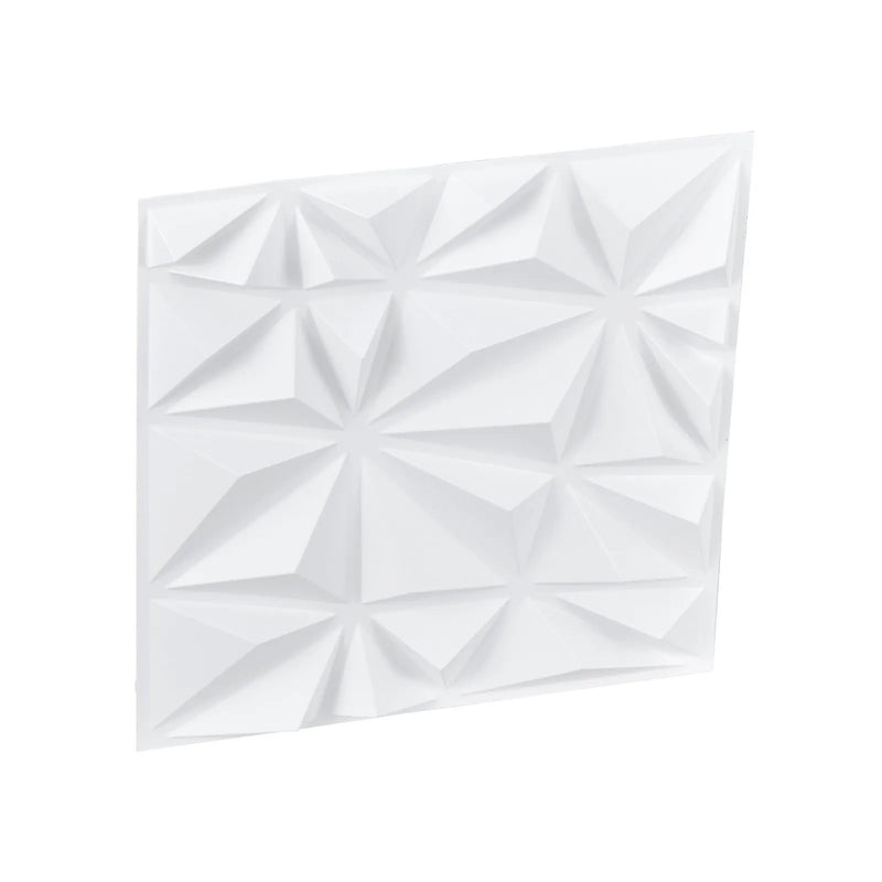 VEVOR 3D sienas paneļi, 33 gab., 300 × 300 mm PVC moderni mākslinieciskie minimālisma romba flīžu paneļi, kopējais pārklājums 3 m², akcenta sienas paneļi interjera dekoram griestiem, guļamistabai, viesistabai un spēļu istabai, matēti baltā krāsā