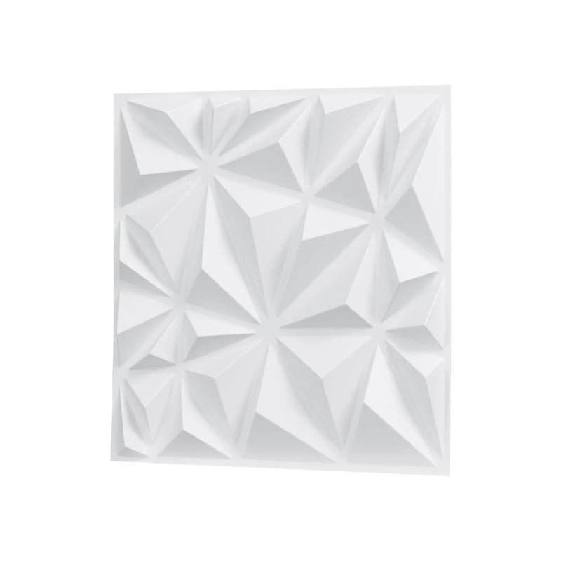 VEVOR 3D sienas paneļi, 33 gab., 300 × 300 mm PVC moderni mākslinieciskie minimālisma romba flīžu paneļi, kopējais pārklājums 3 m², akcenta sienas paneļi interjera dekoram griestiem, guļamistabai, viesistabai un spēļu istabai, matēti baltā krāsā
