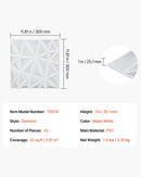 VEVOR 3D sienas paneļi, 33 gab., 300 × 300 mm PVC moderni mākslinieciskie minimālisma romba flīžu paneļi, kopējais pārklājums 3 m², akcenta sienas paneļi interjera dekoram griestiem, guļamistabai, viesistabai un spēļu istabai, matēti baltā krāsā