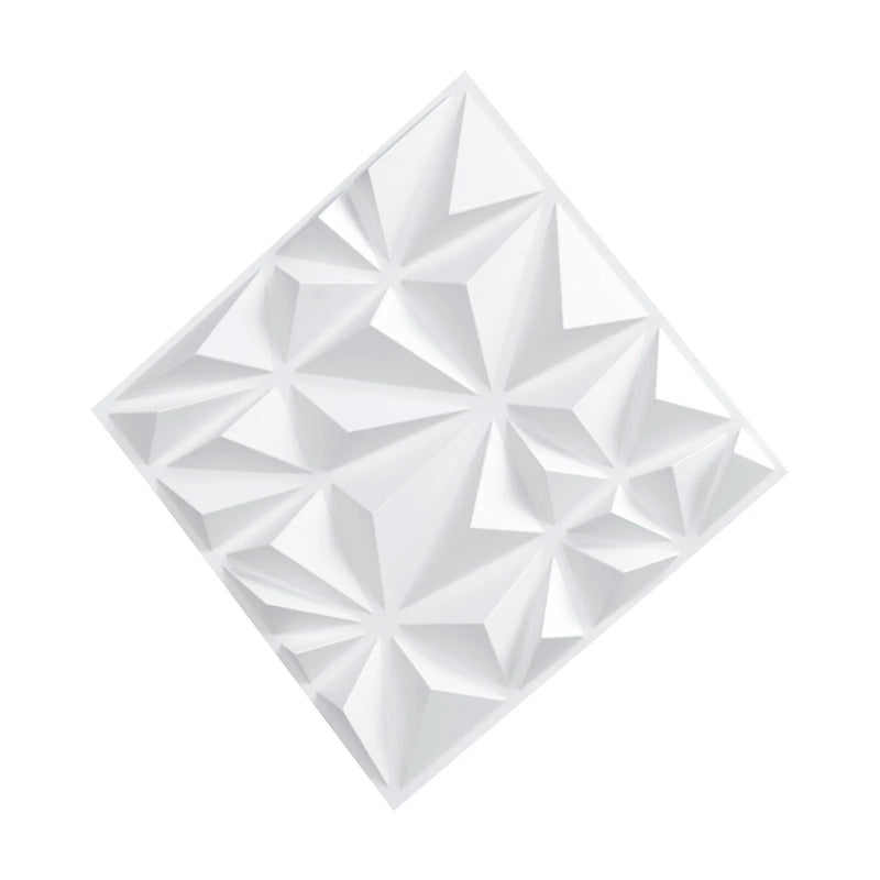 VEVOR 3D sienas paneļi, 33 gab., 300 × 300 mm PVC moderni mākslinieciskie minimālisma romba flīžu paneļi, kopējais pārklājums 3 m², akcenta sienas paneļi interjera dekoram griestiem, guļamistabai, viesistabai un spēļu istabai, matēti baltā krāsā