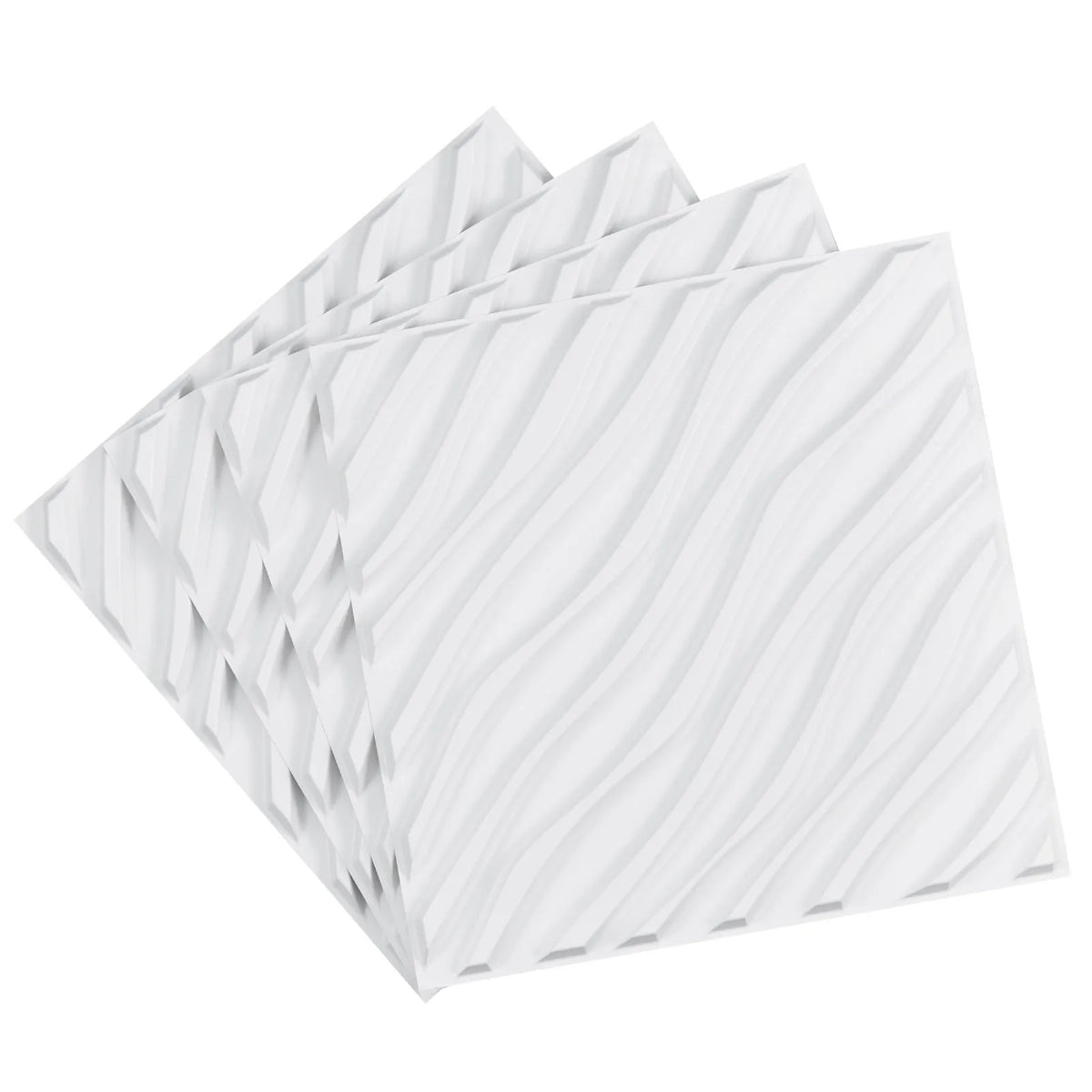 VEVOR 3D sienas paneļi, 12 gab., PVC minimālisma viļņu dizaina flīzes, 500 × 500 mm, kopējais pārklājums 3,0 m², akcenta sienas dekors interjeram griestiem, guļamistabai, viesistabai un spēļu telpai, matēti baltā krāsā