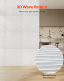 VEVOR 3D sienas paneļi, 12 gab., PVC minimālisma viļņu dizaina flīzes, 500 × 500 mm, kopējais pārklājums 3,0 m², akcenta sienas dekors interjeram griestiem, guļamistabai, viesistabai un spēļu telpai, matēti baltā krāsā