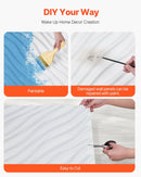 VEVOR 3D sienas paneļi, 12 gab., PVC minimālisma viļņu dizaina flīzes, 500 × 500 mm, kopējais pārklājums 3,0 m², akcenta sienas dekors interjeram griestiem, guļamistabai, viesistabai un spēļu telpai, matēti baltā krāsā