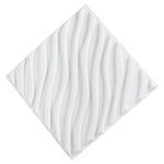 VEVOR 3D sienas paneļi, 12 gab., PVC minimālisma viļņu dizaina flīzes, 500 × 500 mm, kopējais pārklājums 3,0 m², akcenta sienas dekors interjeram griestiem, guļamistabai, viesistabai un spēļu telpai, matēti baltā krāsā