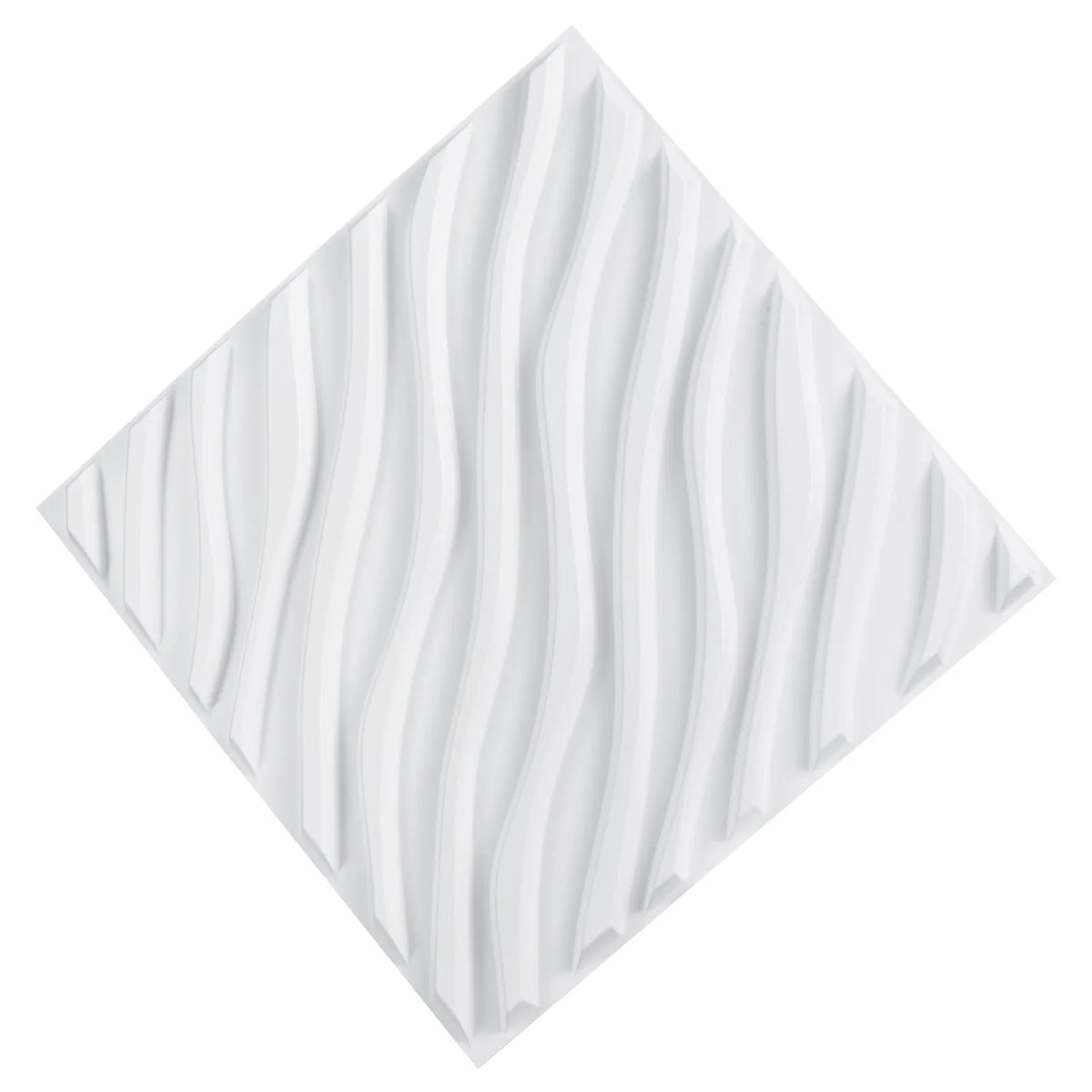 VEVOR 3D sienas paneļi, 12 gab., PVC minimālisma viļņu dizaina flīzes, 500 × 500 mm, kopējais pārklājums 3,0 m², akcenta sienas dekors interjeram griestiem, guļamistabai, viesistabai un spēļu telpai, matēti baltā krāsā