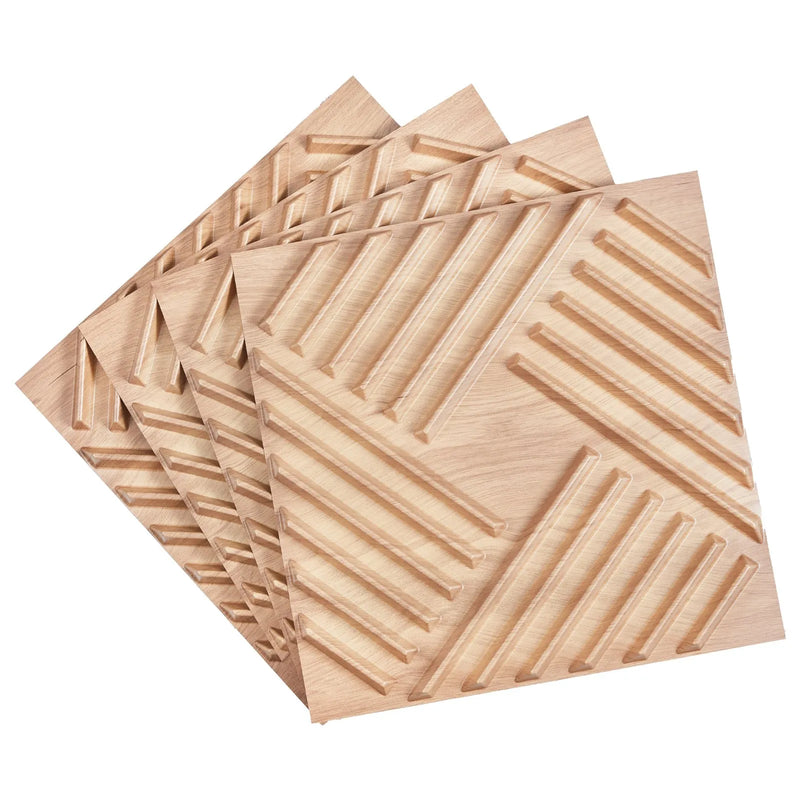 VEVOR 3D sienas paneļi, 12 gab., PVC minimālisma dizaina flīzes, 500 × 500 mm, kopējais pārklājums 3,0 m², akcenta sienas dekors interjeram griestiem, guļamistabai, viesistabai un spēļu telpai, gaiša koka tonī