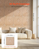 VEVOR 3D sienas paneļi, 12 gab., PVC minimālisma dizaina flīzes, 500 × 500 mm, kopējais pārklājums 3,0 m², akcenta sienas dekors interjeram griestiem, guļamistabai, viesistabai un spēļu telpai, gaiša koka tonī