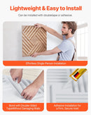VEVOR 3D sienas paneļi, 12 gab., PVC minimālisma dizaina flīzes, 500 × 500 mm, kopējais pārklājums 3,0 m², akcenta sienas dekors interjeram griestiem, guļamistabai, viesistabai un spēļu telpai, gaiša koka tonī