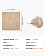 VEVOR 3D sienas paneļi, 12 gab., PVC minimālisma dizaina flīzes, 500 × 500 mm, kopējais pārklājums 3,0 m², akcenta sienas dekors interjeram griestiem, guļamistabai, viesistabai un spēļu telpai, gaiša koka tonī