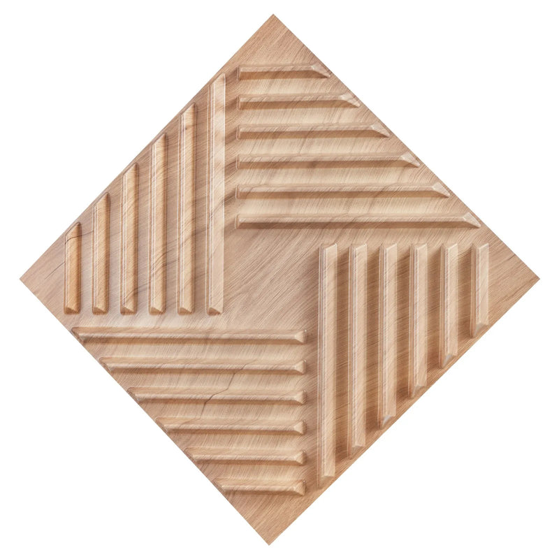 VEVOR 3D sienas paneļi, 12 gab., PVC minimālisma dizaina flīzes, 500 × 500 mm, kopējais pārklājums 3,0 m², akcenta sienas dekors interjeram griestiem, guļamistabai, viesistabai un spēļu telpai, gaiša koka tonī