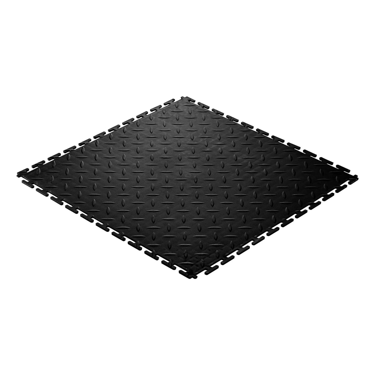 VEVOR savienojamas garāžas grīdas flīzes 513 × 513 × 5 mm, 16 gab., neslīdoši PVC paklāji ar rombveida reljefu, melnas